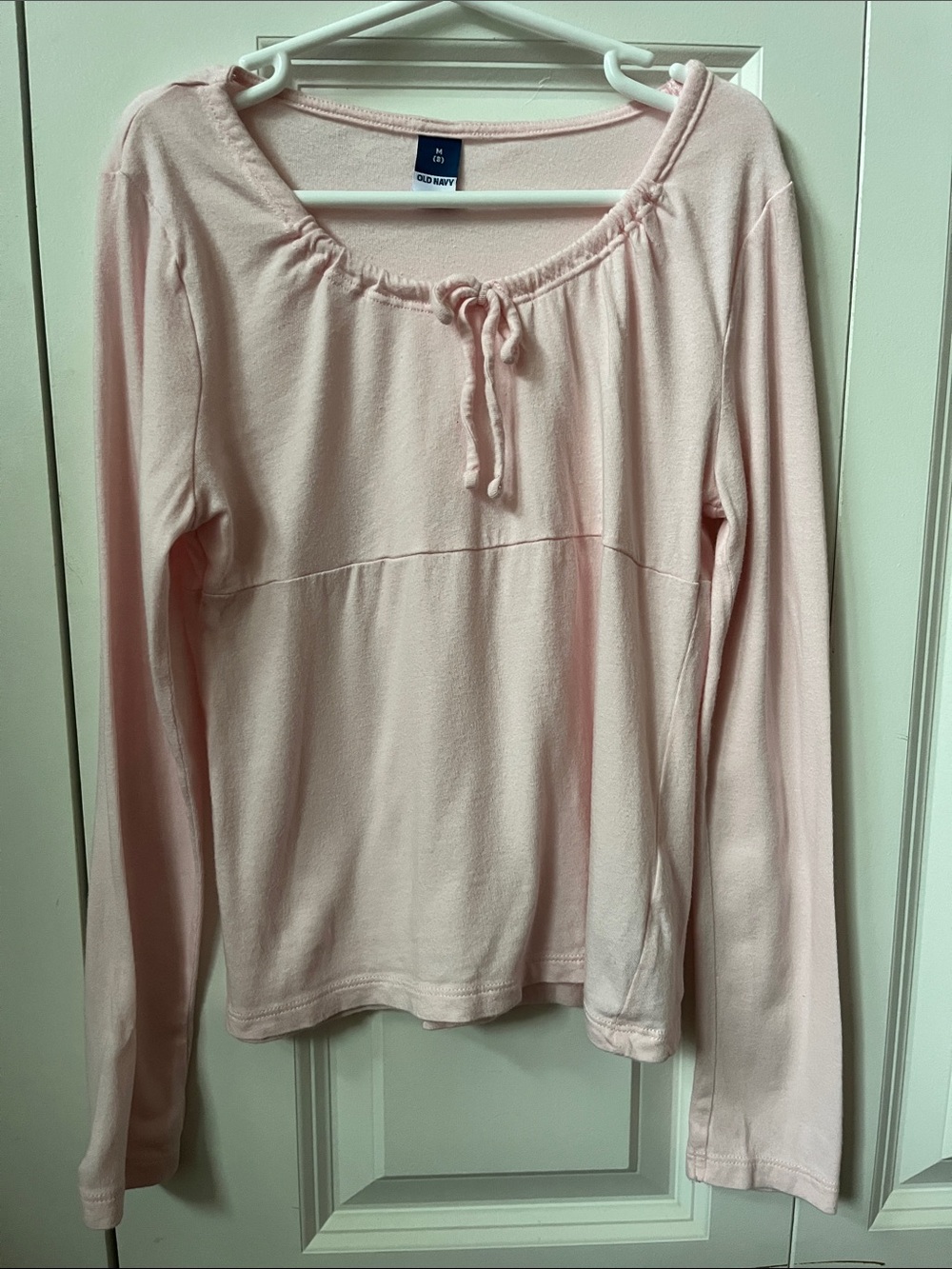 Old Navy Pale Pink Long Sleeve Scoop Neck Tie Top